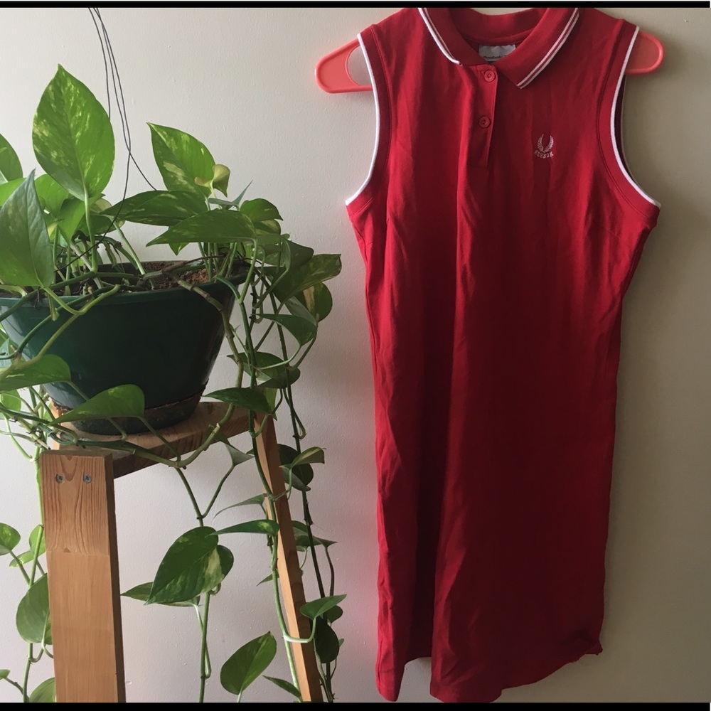Red Reebok Sleeveless Mini Polo Dress